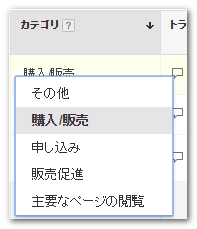 コンバージョンのカテゴリ