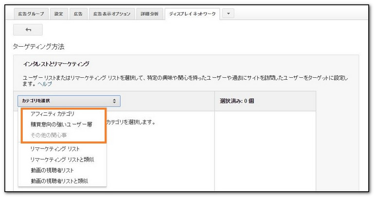 インタレストカテゴリの図